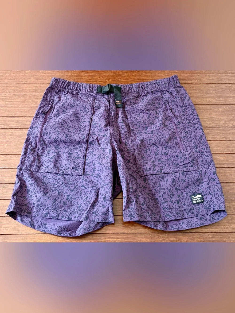 Howlers Bros Shorts Mens 38 Purple Penernales Cargo Hiking Belted 8